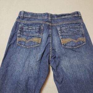 Suko men's fancy embroidered pocket straight leg jeans, size 34 blue